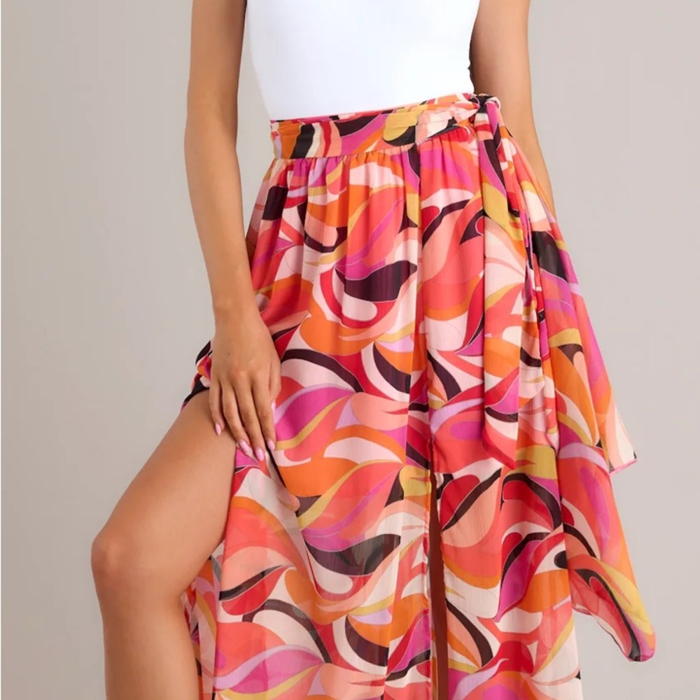 FLAIR CORAL MULTI PRINT MAXI SKIRT